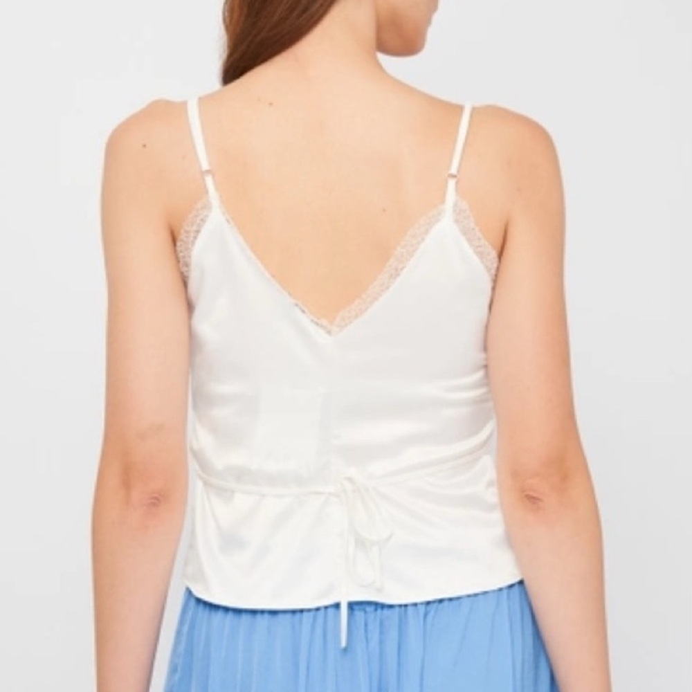Zara lace trim wrap tie satin top - Picture 3 of 6